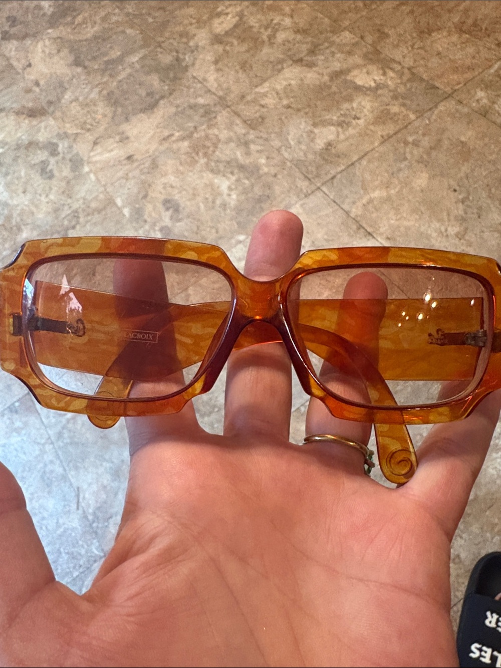 CHRISTIAN LACROIX RetroTransparent Amber Rectangular Women's Glasses